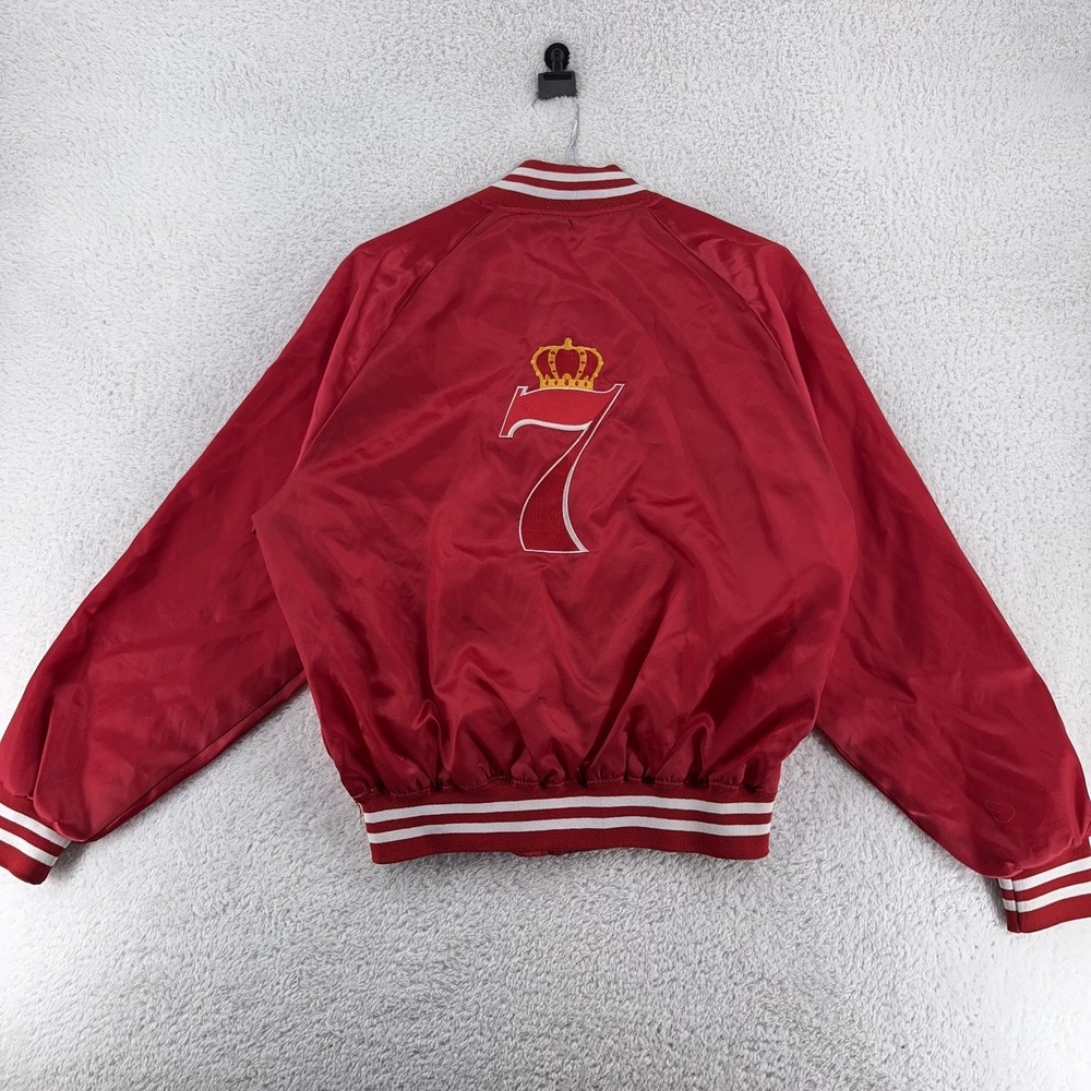 Vintage‎ Seagram's 7 Jacket Mens M Red Satin Bomber Embroidered Varsity Alcohol